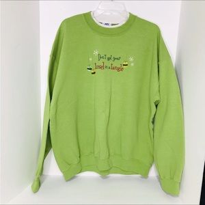 Vintage PFI Fashions Christmas Holiday Xl Sweatshirt Pullover Embroidered Tinsel